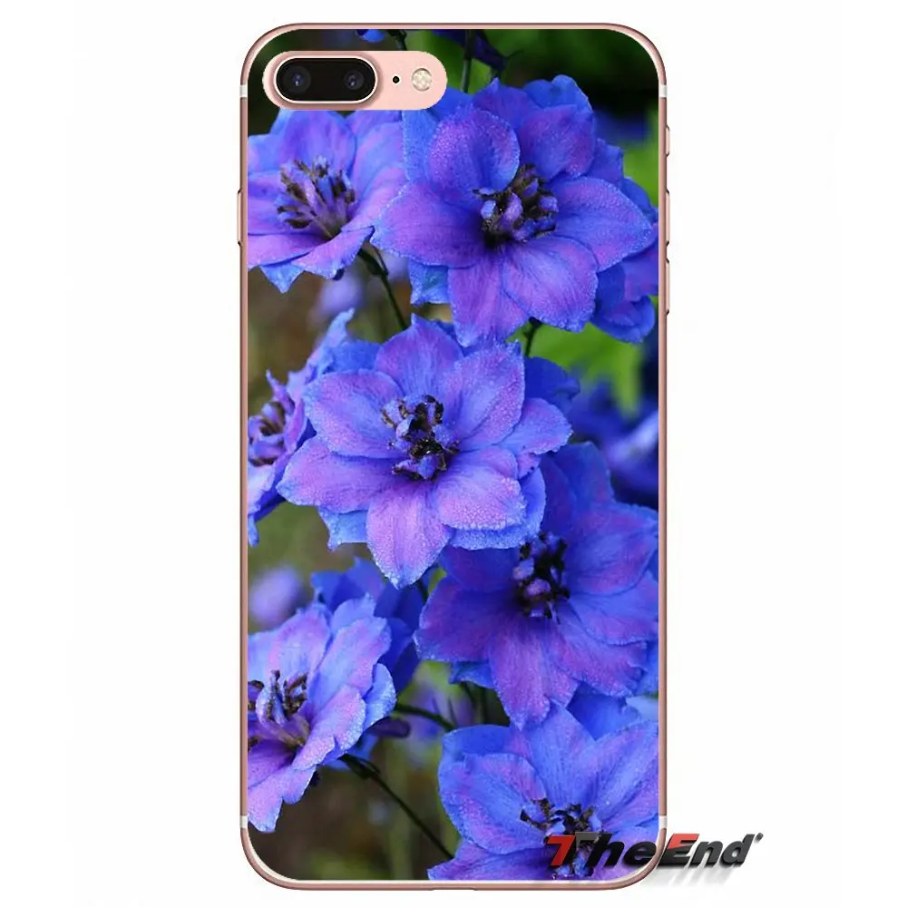 Для iPhone X 4 4S 5 5S 5C SE 6 6S 7 8 Plus Samsung Galaxy J1 J3 J5 J7 A3 A5 2016 2017 Синий васильковый бабочка Delphinium