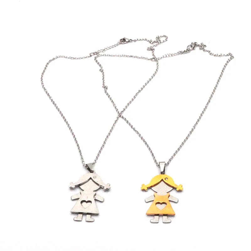unique necklace jewelry wholesale stainless silver and gold color lovely girls shape for women gifts N04175 | Украшения и