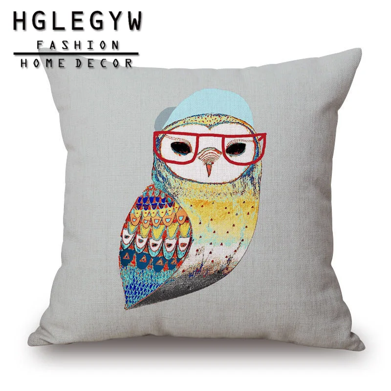 

Funny Lovely Cartoon Owl Cushion Covers Pillowcase Decorative Cushions for Home Sofa Bedroom Cotton Linen Pillowcover 45*45cm