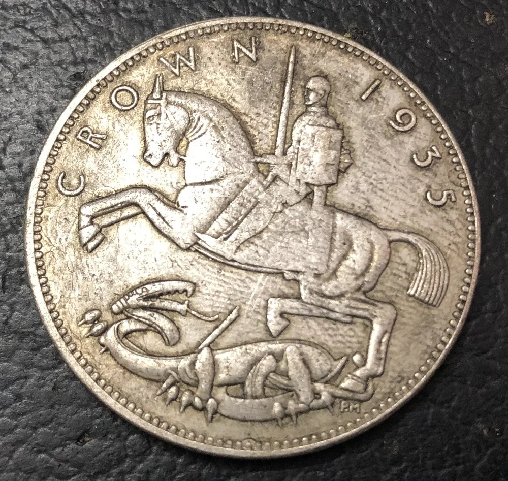 1935 Великобритания 1 Корона-Джордж V Юбилейная Посеребренная Имитация монеты