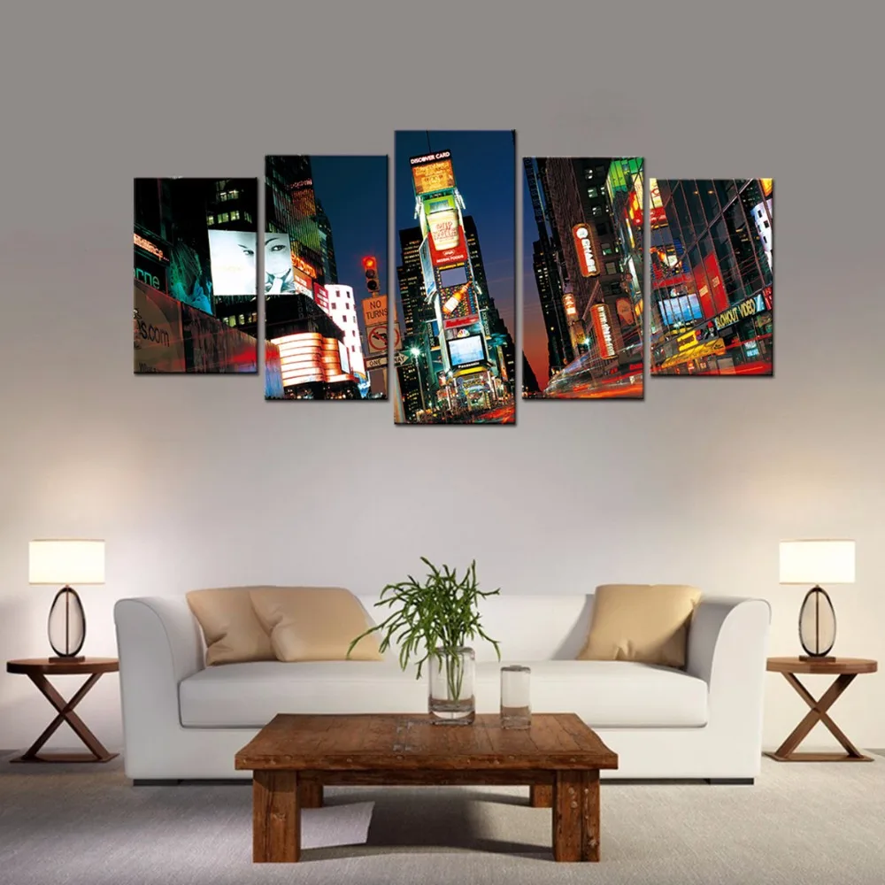 Городской пейзаж настенные принты 5 панелей современный городской фотографии
