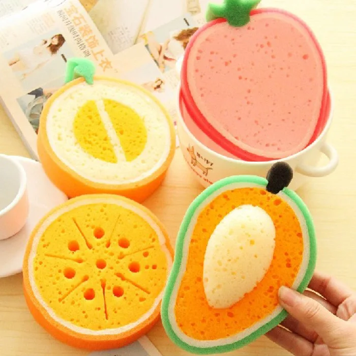 2015 Newest Design 4 Style 4pcs Fruit Type Cartoon Kitchen Tableware Cleaning Multi-functional Dish Bowl Greasy Dirt Tool | Дом и сад