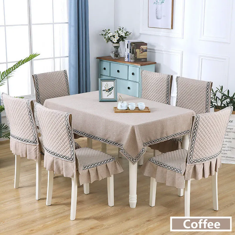 Набор простых однотонных скатертей 13 шт./компл. с чехлами для стульев элегантная