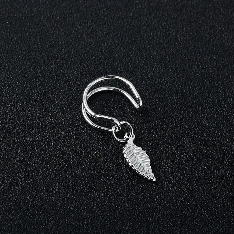 silver ZCHLGR винтажные, в виде листика, клипсы на серьги без прокола, запонки для ушей, женские серьги, серьги-каффы, подарок brincos - Окраска металла: silver