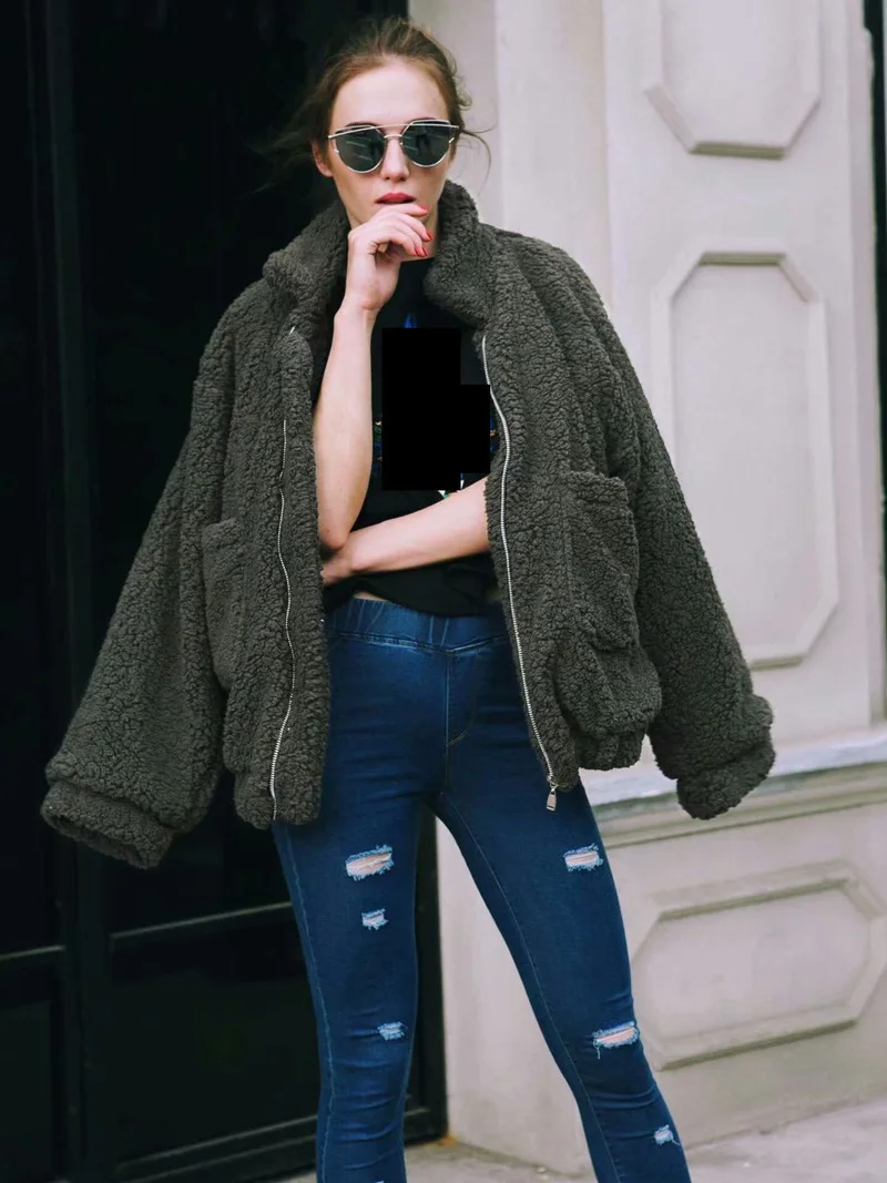 Свободная куртка из искусственного меха ягненка пальто женские зимние толстые