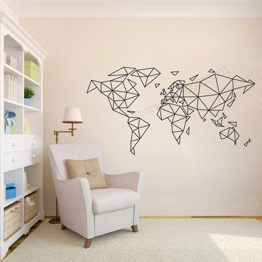 Художественная Настенная Наклейка с надписью карта комнаты декорационная мира