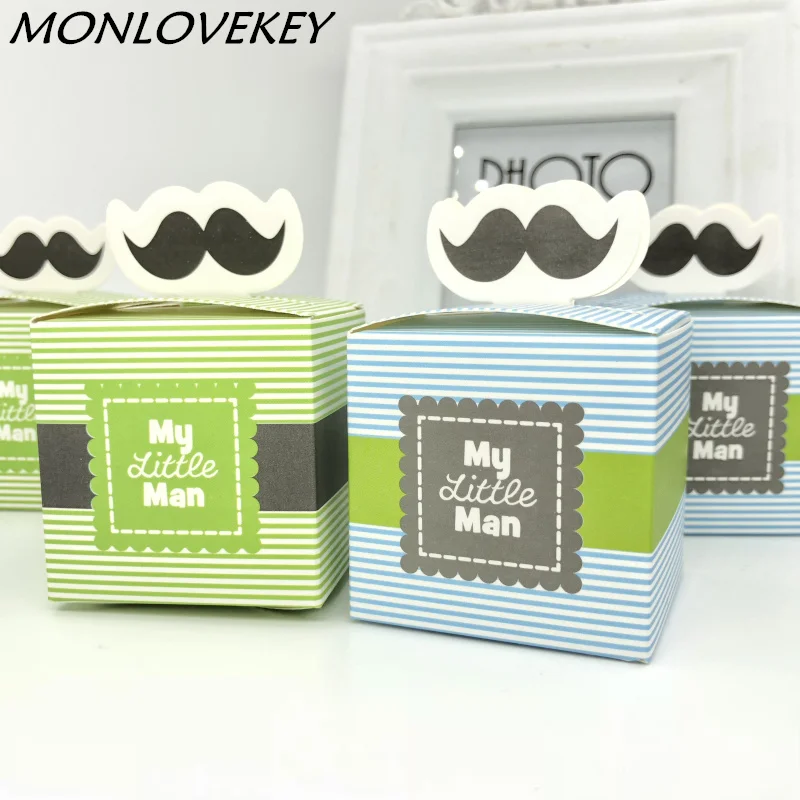 10 шт. в полоску мой маленький человек милые усы узор Baby Shower Подарочная коробка