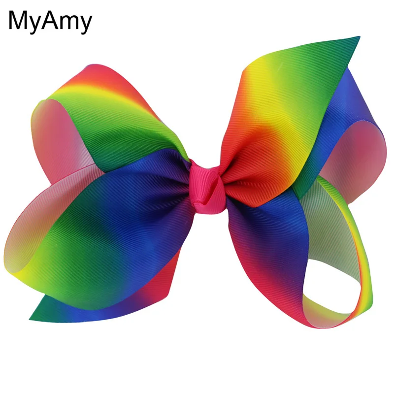 MyAmy 24pcs/lot 6'' grosgrain ribbon hair bows WITH alligator clips boutique rainbows bow girls hairbow For Teens Gift | Детская