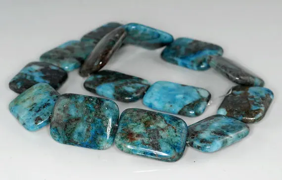 

30x22mm Blue Lagoon Pyrite Inclusions Quartz Gemstone Rectangle Loose Beads 16 inch Full Strand (90185867-852)