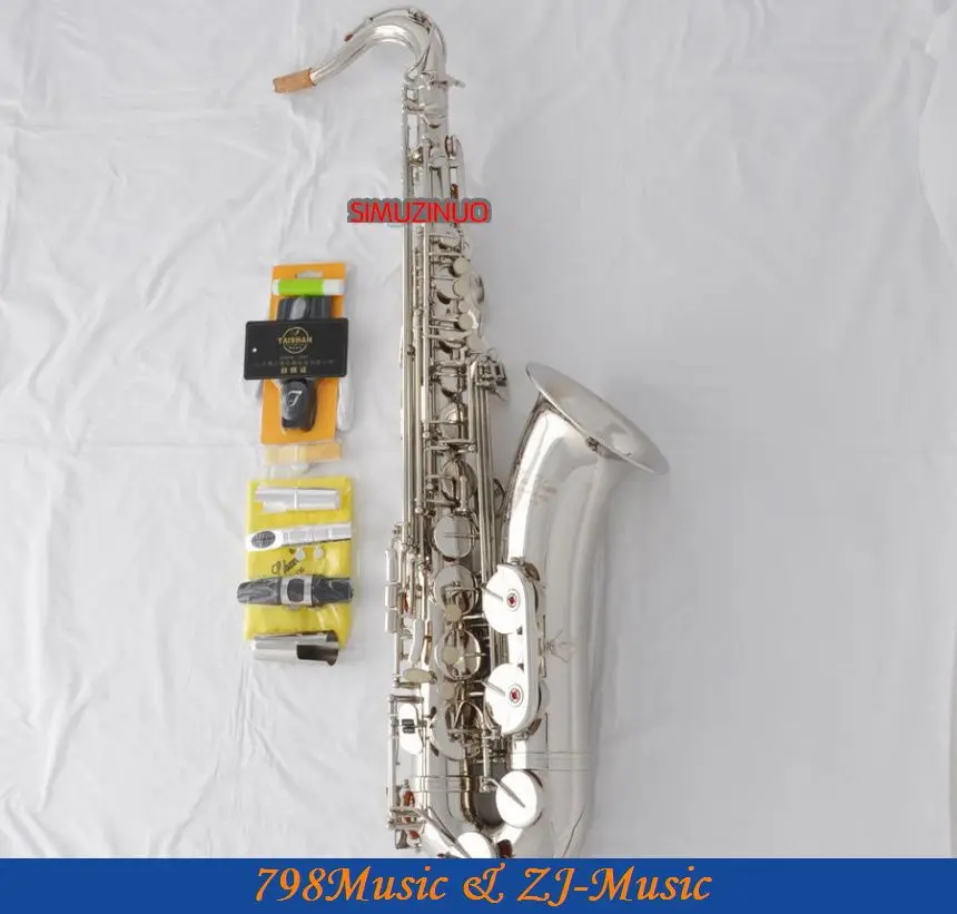 

Профессиональный ББ тенор саксофон серебряный никель Sax бесплатно металлический мундштук с фотоэлементом