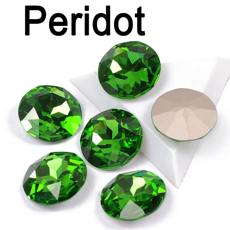 Peridot Красочные цвета 27 мм Блестящий Кристалл пришить стразы с когтями камни круглые стеклянные стразы Diy сумки одежда - Цвет: Peridot