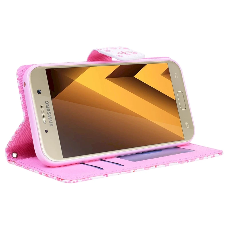 Кожаный чехол книжка GrandEver для samsung Galaxy A3 A5 2017 фламинго единорог S6 s7 edge S8 S9