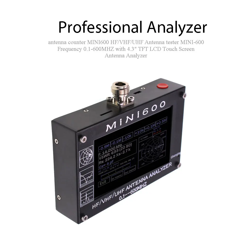 MINI600 5 V/1.5A HF VHF UHF антенна анализатор 0,1-600 MHZ счетчик частоты КСВ метр 0,1-1999 с 4," TFT lcd сенсорный экран