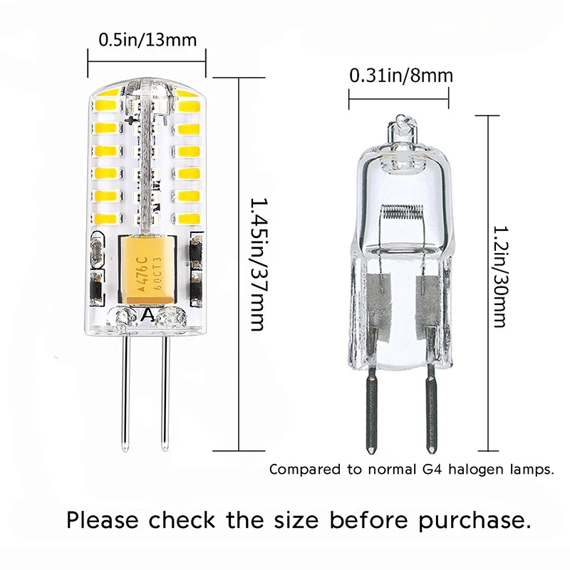 10pcs G4 LED Bulb 12V AC DC 2W 3014 SMD Light Lampada Lampara bombillas 48LED 360 Beam Angle Equal 20W Halogen Lamp | Лампы и