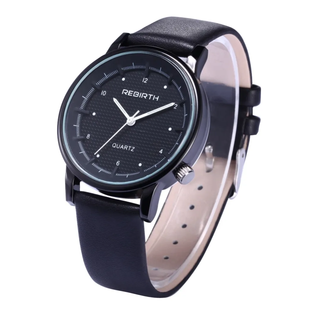 Часы наручные REBIRTH Мужские кварцевые роскошные брендовые с кожаным