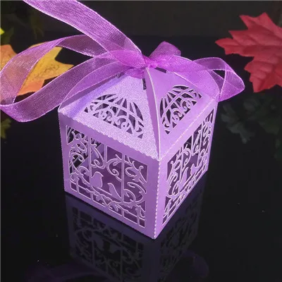 dark purple 50 шт. в форме птицы полые рамки Конфеты Подарочная коробка Романтическая свадьба как для украшения детского душа вечерние украшения 5ZT02 - Цвет: dark purple