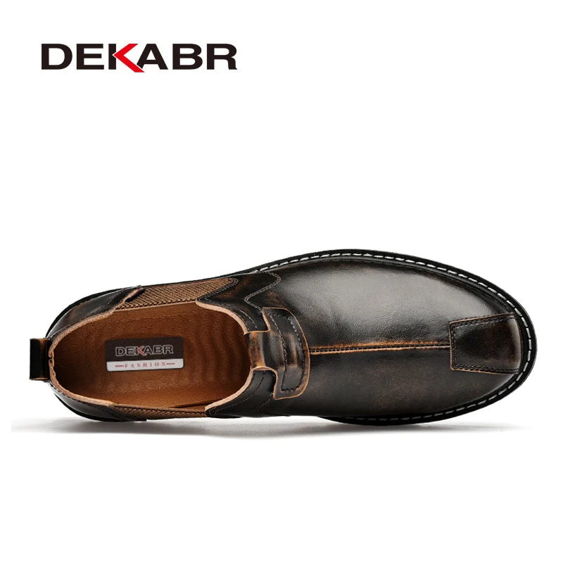DEKABR 2022 Brand Men Casual Shoes Split Leather Breathable Men's Slip On Flats Work For Handmade High Top | Обувь