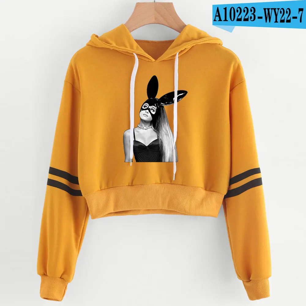 Yellow Ariana Grande, женские толстовки с пупком, толстовка, крутая мода, Kpop, сексуальные, милые,, Новое поступление, Harajuku, повседневные толстовки, Толстовка - Цвет: Yellow