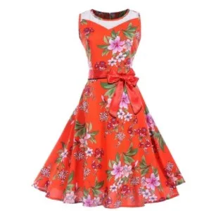 Для женщин летнее платье 2019 плюс размеры костюмы Одри Хепберн халат в цветочек