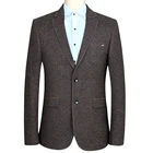 Мужской однобортный Блейзер, деловой Повседневный пиджак, приталенный силуэт, однотонная темно-коричневая одежда для свадебной вечеринки