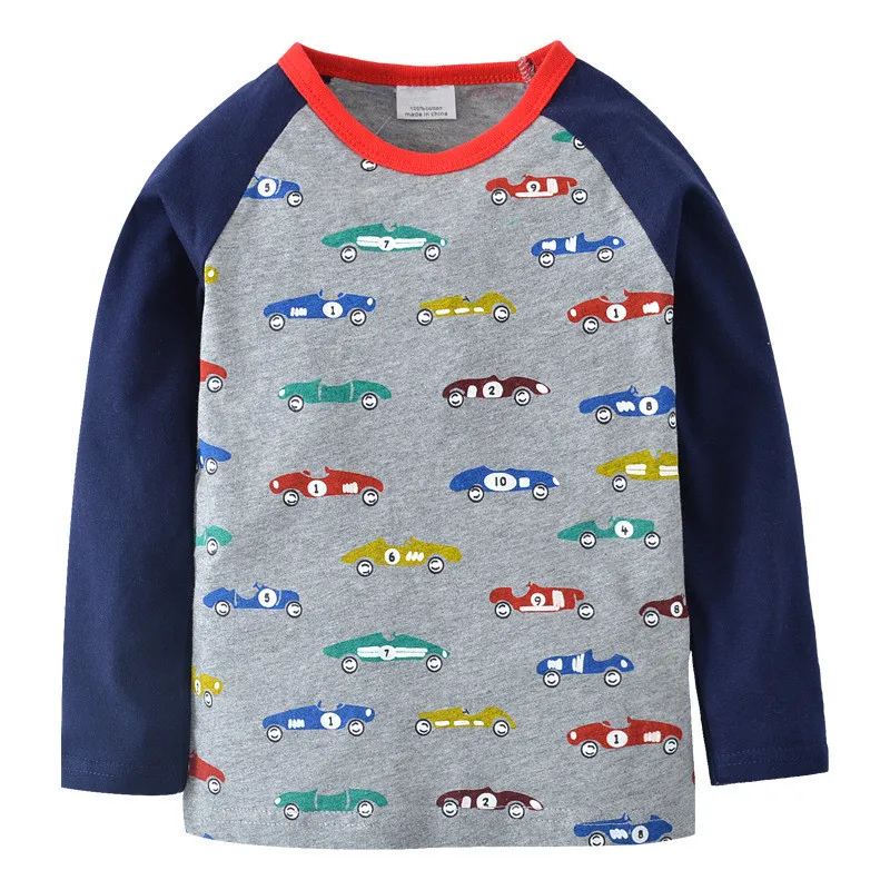 Children's t shirts cotton baby boys tops new arrival long sleeve knitted fashion autumn hot selling kids cars top | Детская одежда