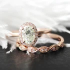 Женское Обручальное кольцо с муассанитом, комплект колец из розового золота 14 к, овальная огранка 1,0 карата, 5x7 мм
