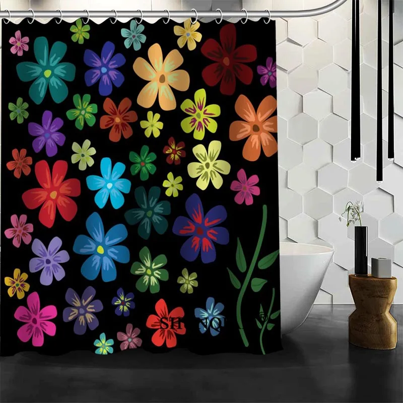 Векторная занавеска для душа с цветами s Полиэстеровая Водонепроницаемая ванной