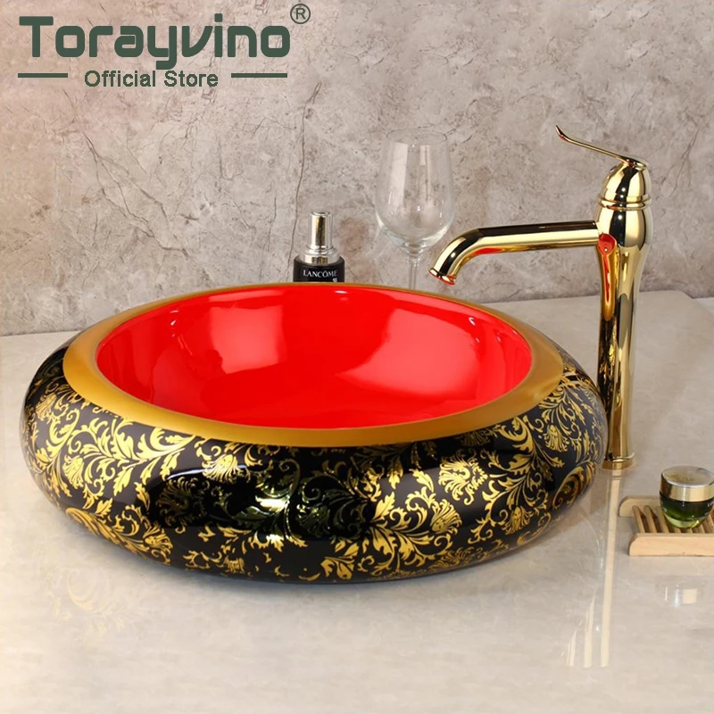 Torayvino роскошный набор для умывальника золотой смеситель ванной комнаты