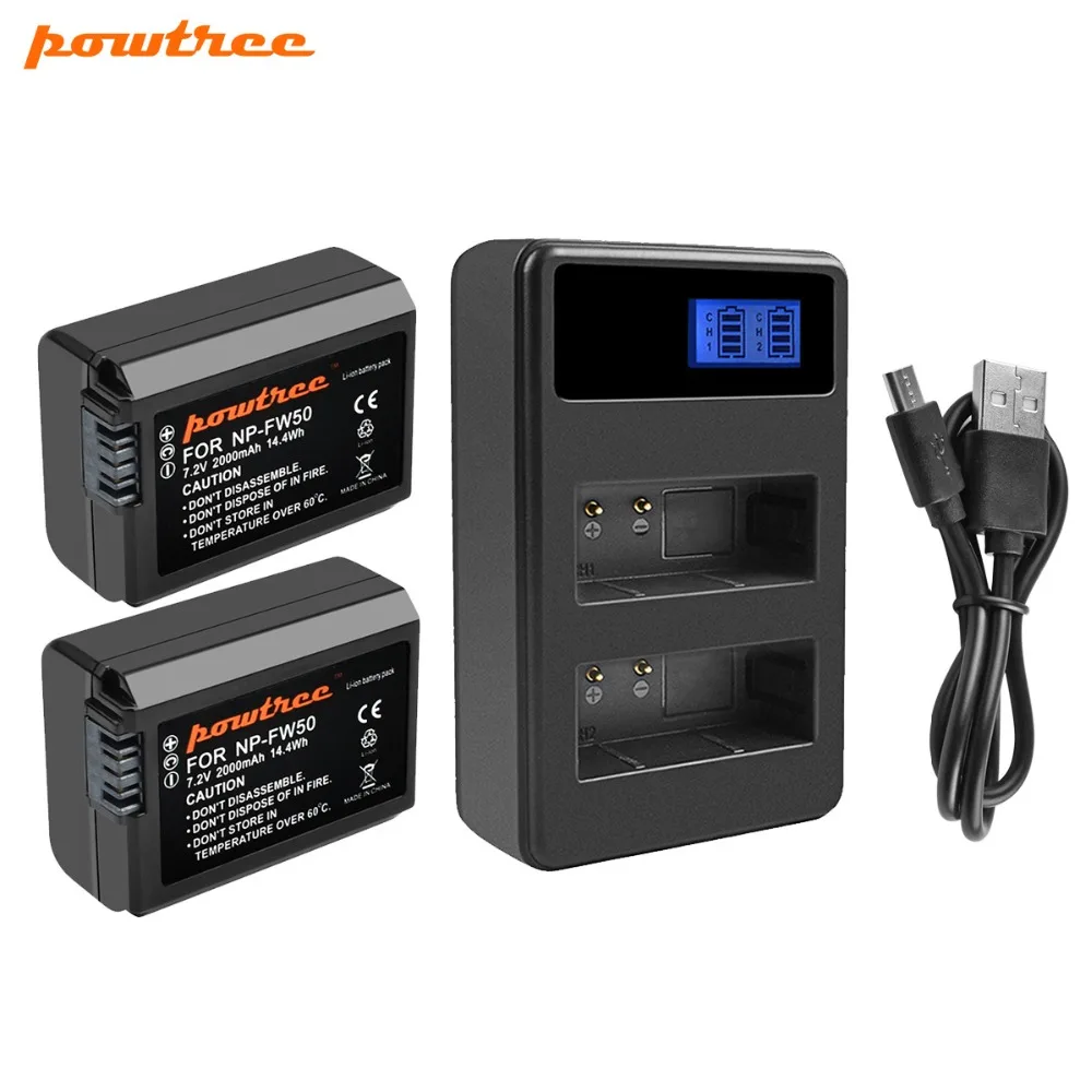 Powtree для Sony 2000 мАч 7 2 в NP FW50 NPFW50 Замена батареи Alpha NEX 3 3N a7R 7S a7S a3000 a5000 a6000|Цифровые