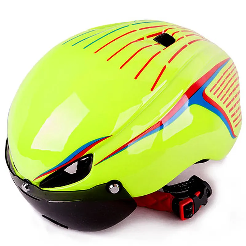 Toptotn с очками очки Mtb велосипед Велоспорт Шлем Bicicleta Capacete Casco Ciclismo Para Сверхлегкий объектив велосипедные шлемы - Цвет: Green