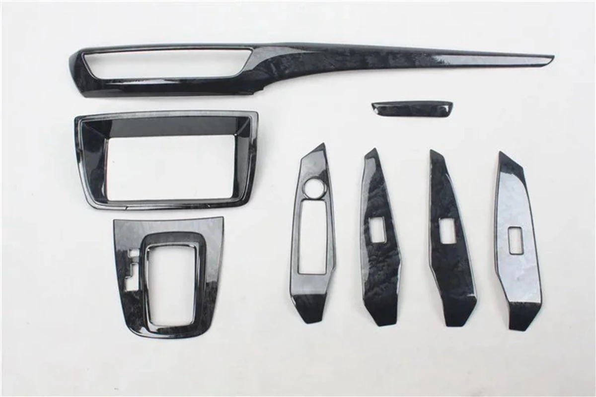Black Wood Grain Для mazda 6 Atenza центр управления+ передняя панель управления+ дверной подлокотник переключатель+ панельная Накладка для коробки передач отделка 8 шт - Цвет: Black Wood Grain