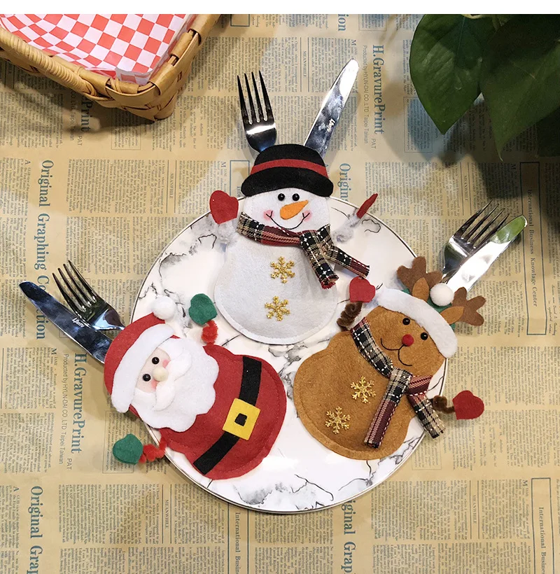 6 шт./компл. Merry украшения для рождества Ножи, столовая ложка, вилка, держатель для столового серебра мешок для рождественских стол Декор