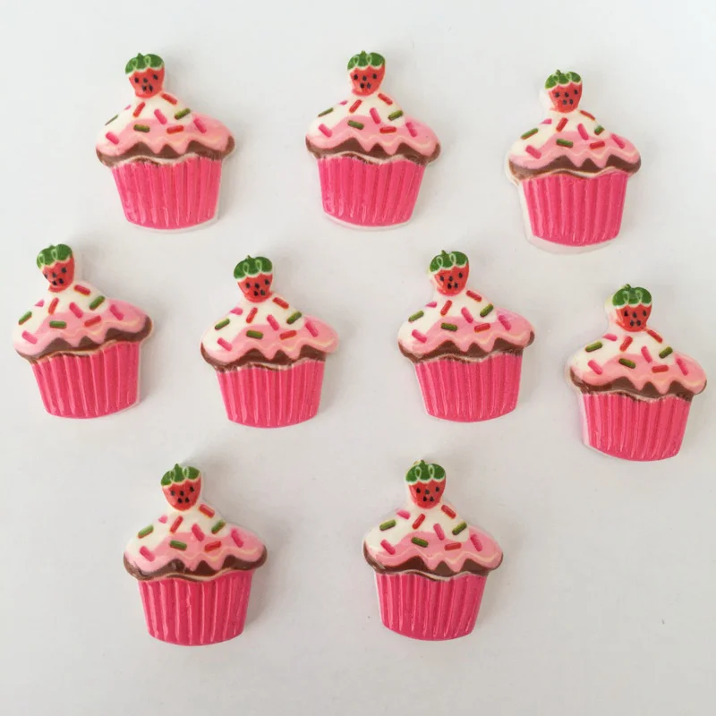 Ручная роспись красочный клубничный торт плоская спина кабошон камень