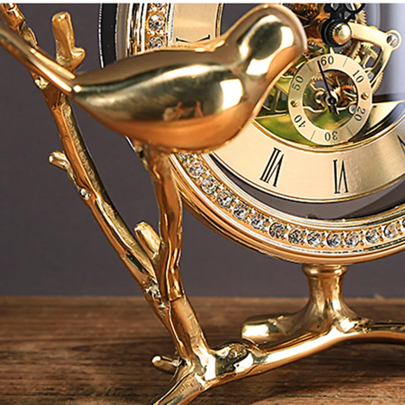 Элегантные медные часы с птицей гостиная ТВ шкаф украшение стола креативные