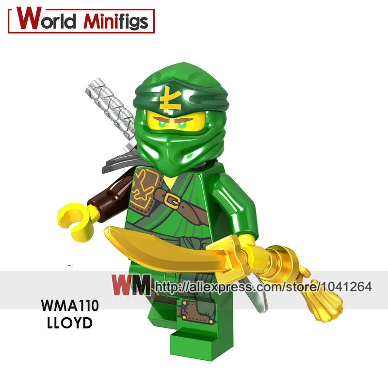 Одиночные строительные блоки Killow жевательная игрушка Wu Lloyd мастер Золотого Дракона харуми морда Nya - Цвет: Зеленый