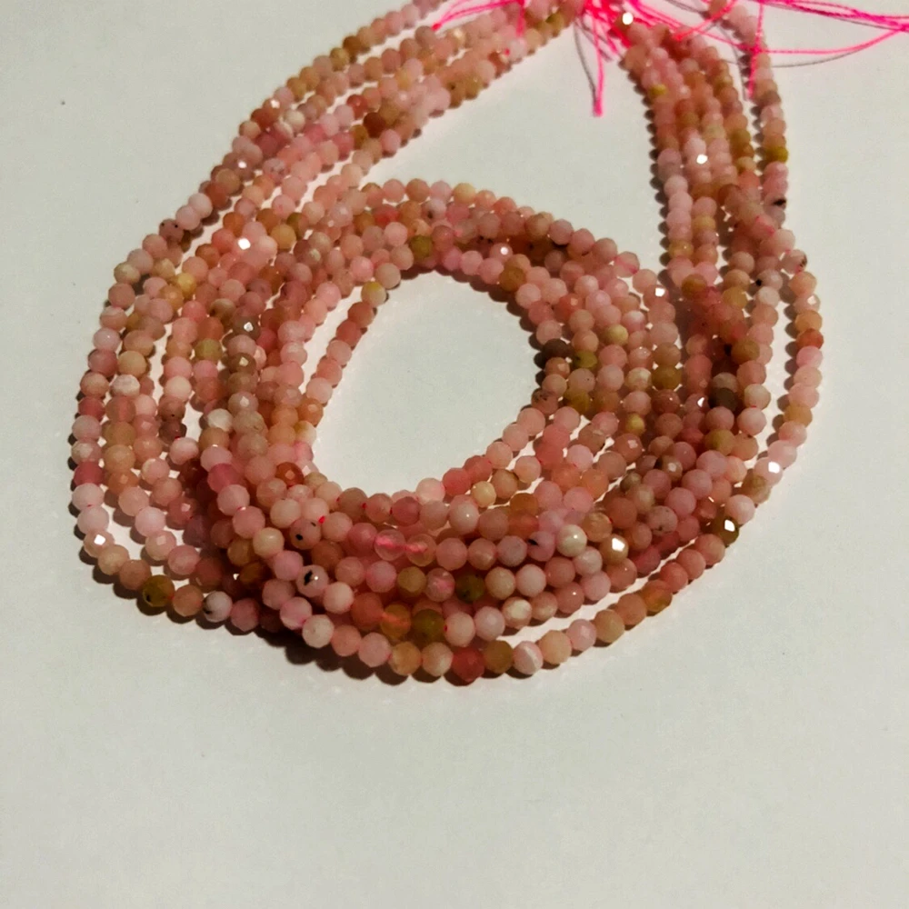 

Wholesale Natural Pink Opal Facted Gem Beads,Faceted Tiny Spacer Gem Beads,Size 2mm 3mm 4mm Small Gem Stone 1of 15.5" strand