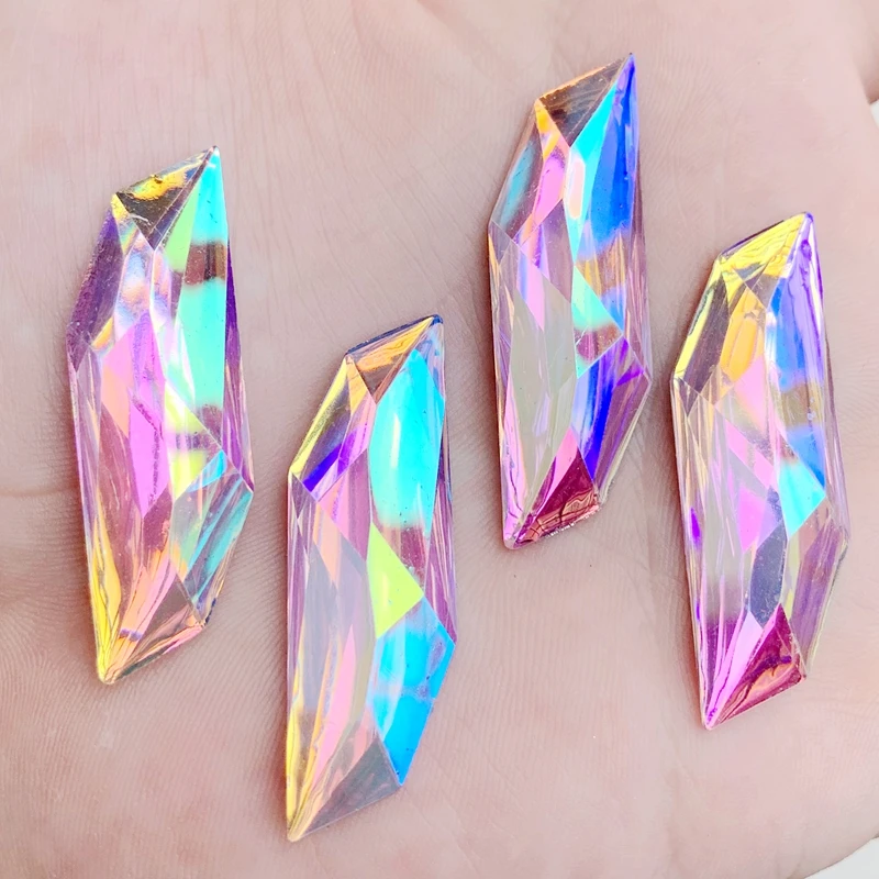 Bling 8pcs 14*45mm Crystal AB S-shape&Leaves Resin Rhinestone Applique Flatback Face Strass Non Sewing Stones for Crafts | Дом и сад