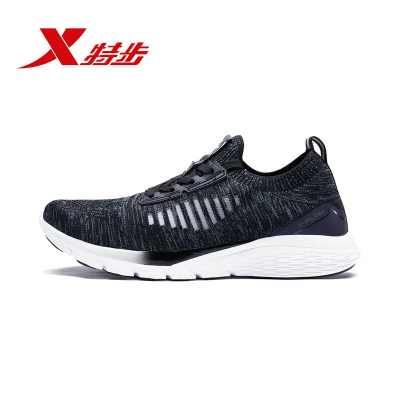 black gray Xtep X-Flow модные Для Мужчин's Для женщин кроссовки шок поглощающие носки обувь Легкий дышащий материал беговые кроссовки унисекс 982219119573 - Цвет: black gray
