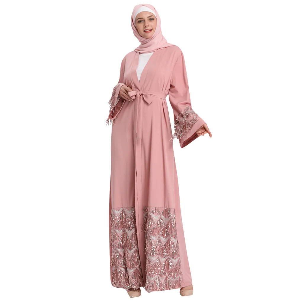 

Dresses Evening Abaya Maxi Dress Women Lace Kaftan Islamic Indian Dress Floral Printed Long Dress Robe Open Abaya Robe Gown AA