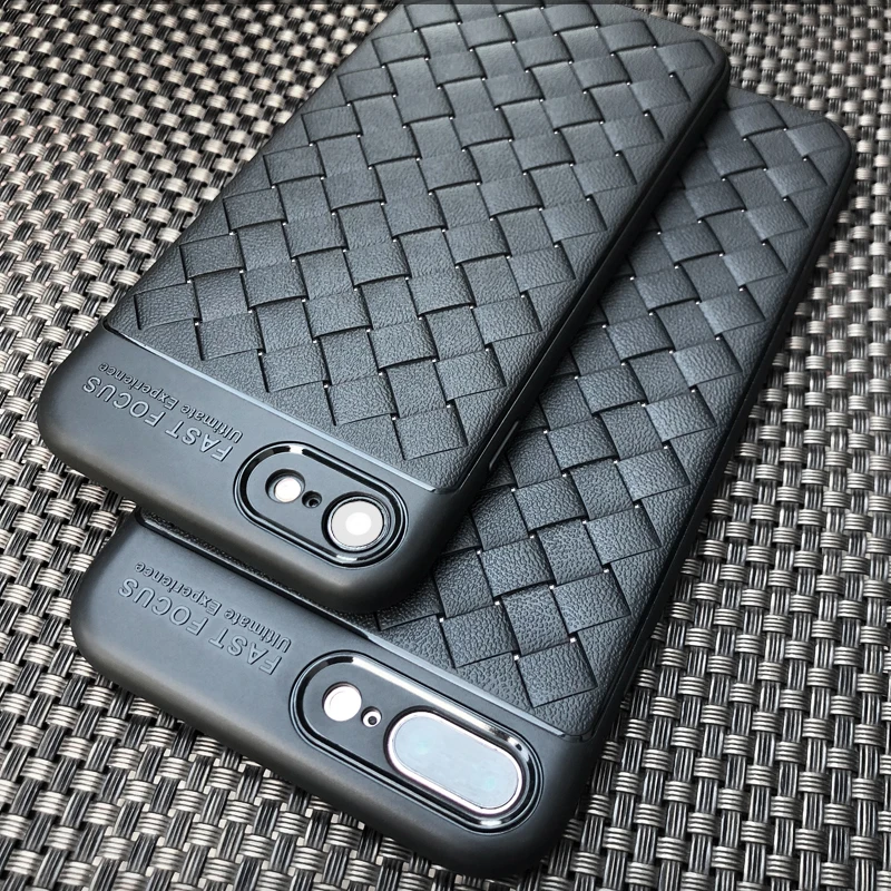 100 шт./лот Роскошный тонкий мягкий Силиконовый ТПУ плетеный кожаный чехол для iPhone
