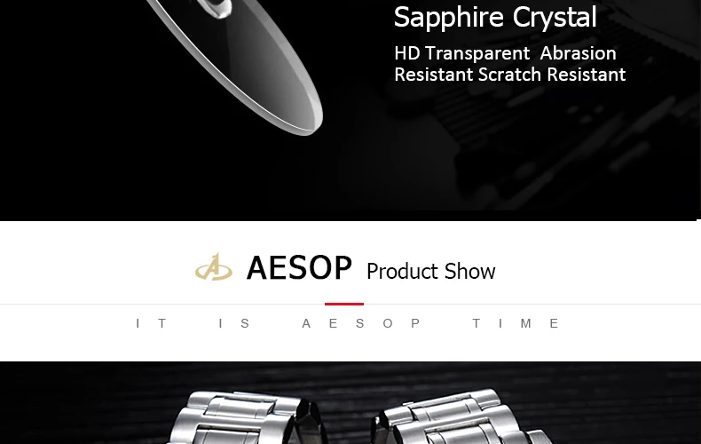 AESOP модные мужские часы с сапфировым кристаллом кварцевые наручные часы из нержавеющей стали мужские часы Relogio Masculino Hodinky 40