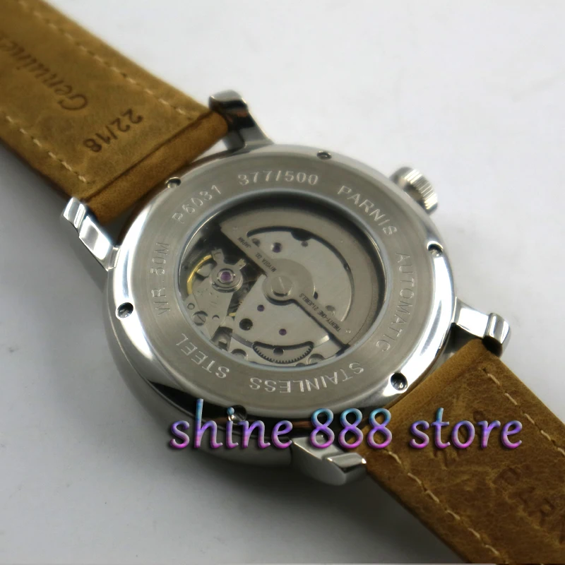 

42mm Parnis White dial Sapphire Glass 21 jewels miyota Automatic mens Watch