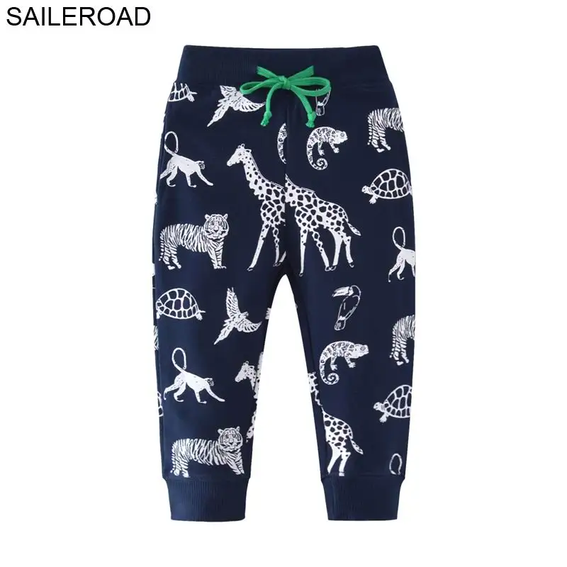 SAILEROAD 2-7лет мультфильм ленивый принт мальчик брюки осень дети мальчики шаровары для малышей полные детские брюки SAILEROAD 2-7let mul'tf - Цвет: 7047 same picture