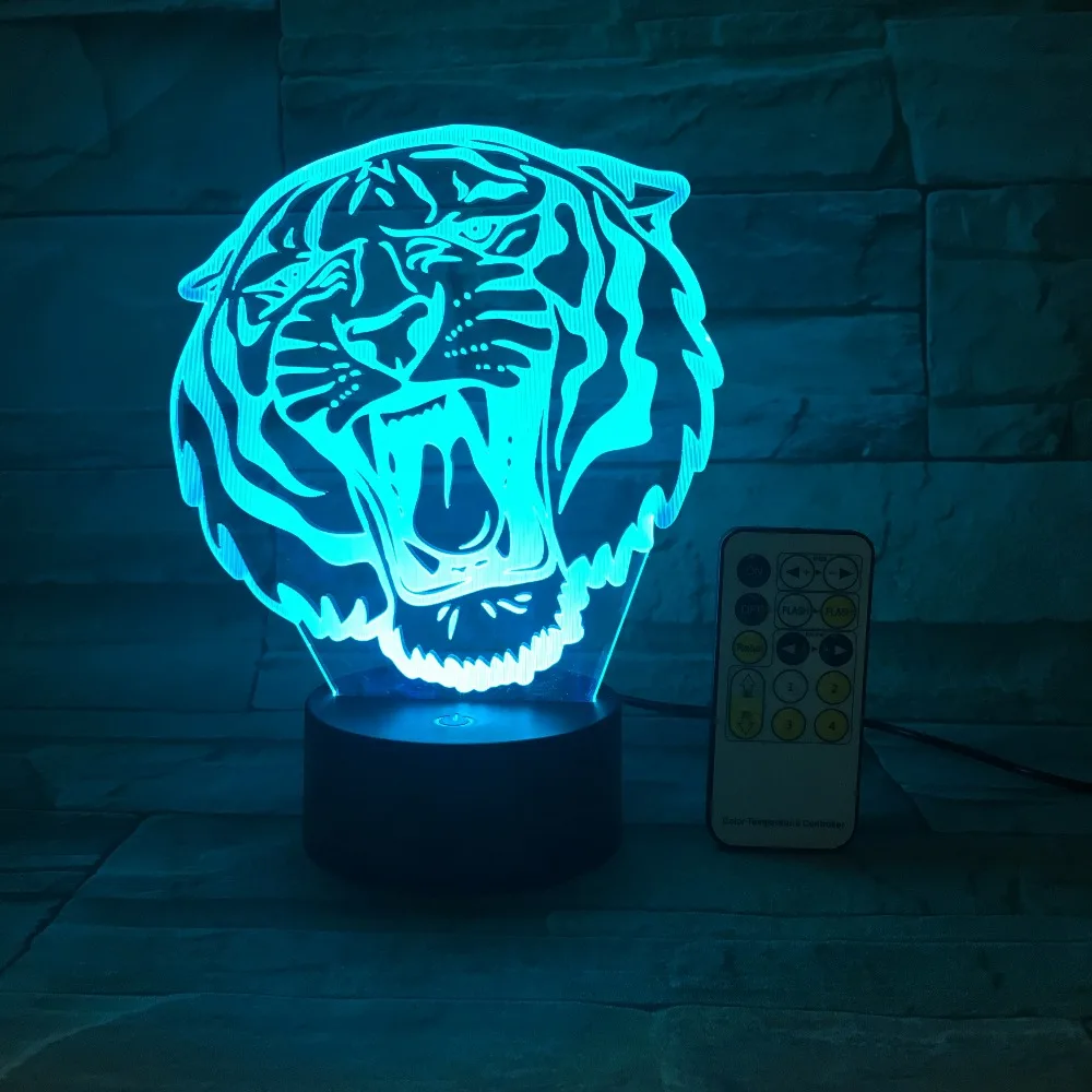Радиоуправляемый пульт или сенсорное Управление 3D льва дом Декор USB лампа