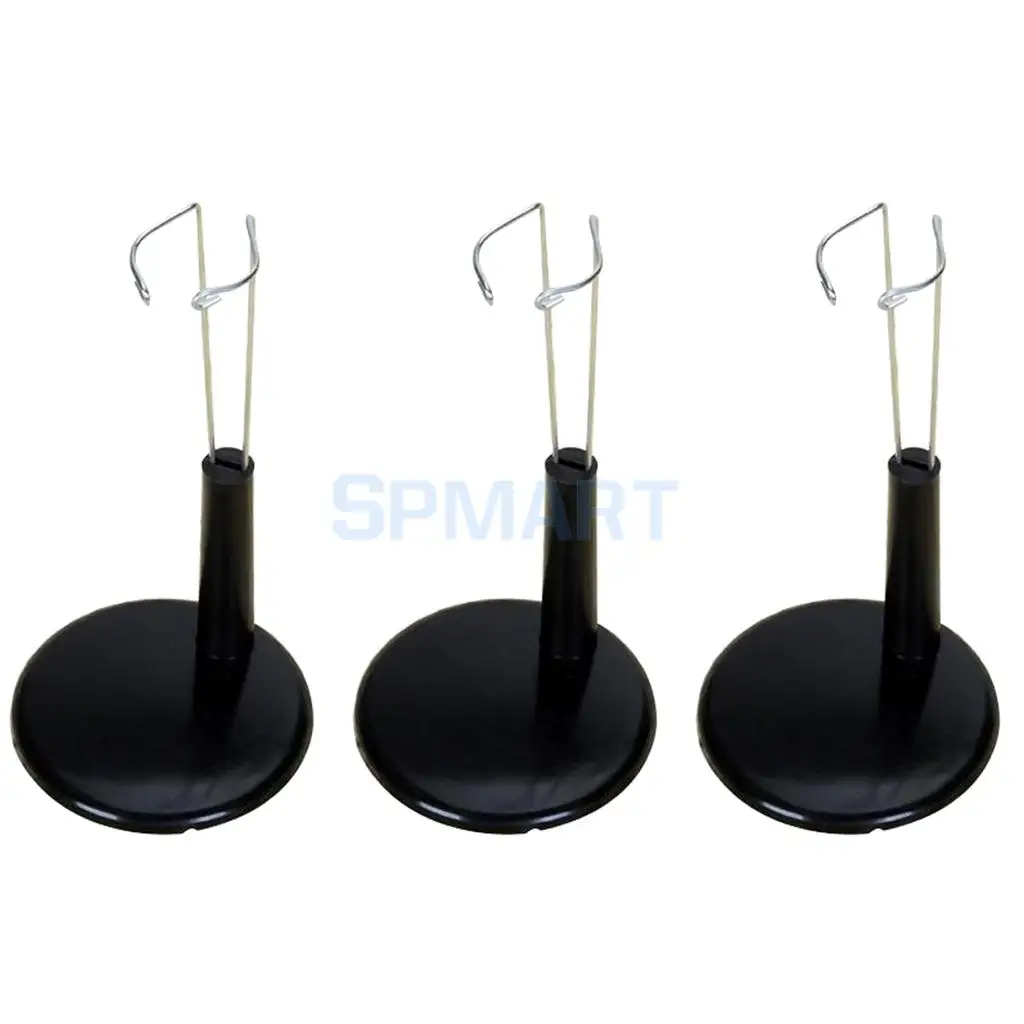 3x Black Adjustable Doll Bear Stands Display Holder Plastic Base 11-14cm for Teddy Suitable Dolls and Action Figures | Игрушки и хобби