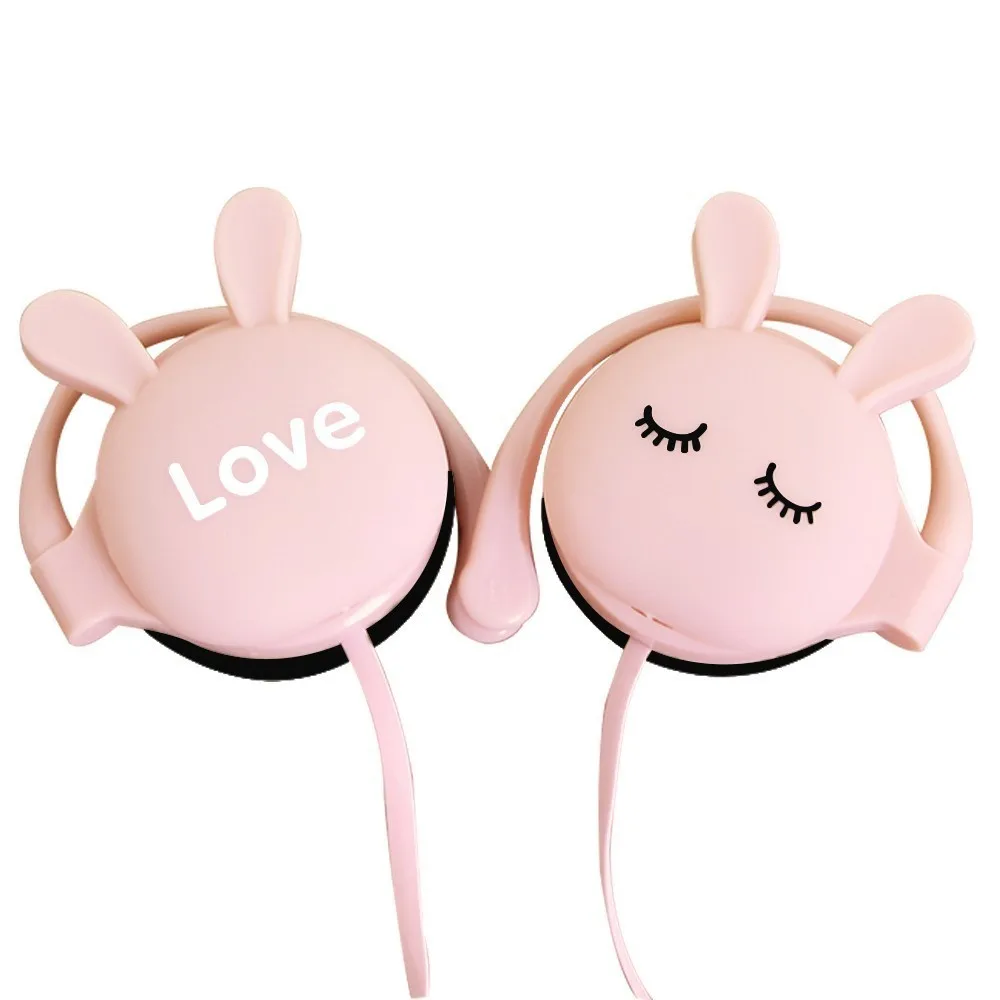 Pink Headset CHYI кролик мультфильм стерео наушники с микрофоном 3,5 мм ушной крючок спортивная Гарнитура для девочек Дети Xiaomi Мобильный телефон подарок Mp3 - Цвет: Pink Headset
