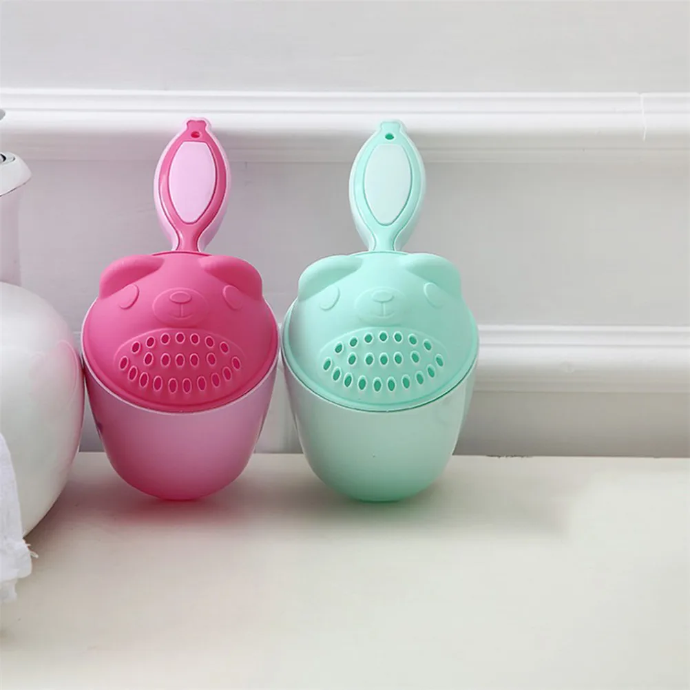 Cute Cartoon Baby Bath Caps Toddle Shampoo Cup Children Bathing Bailer Shower Spoons Child Washing Hair Kids Tool | Мать и ребенок