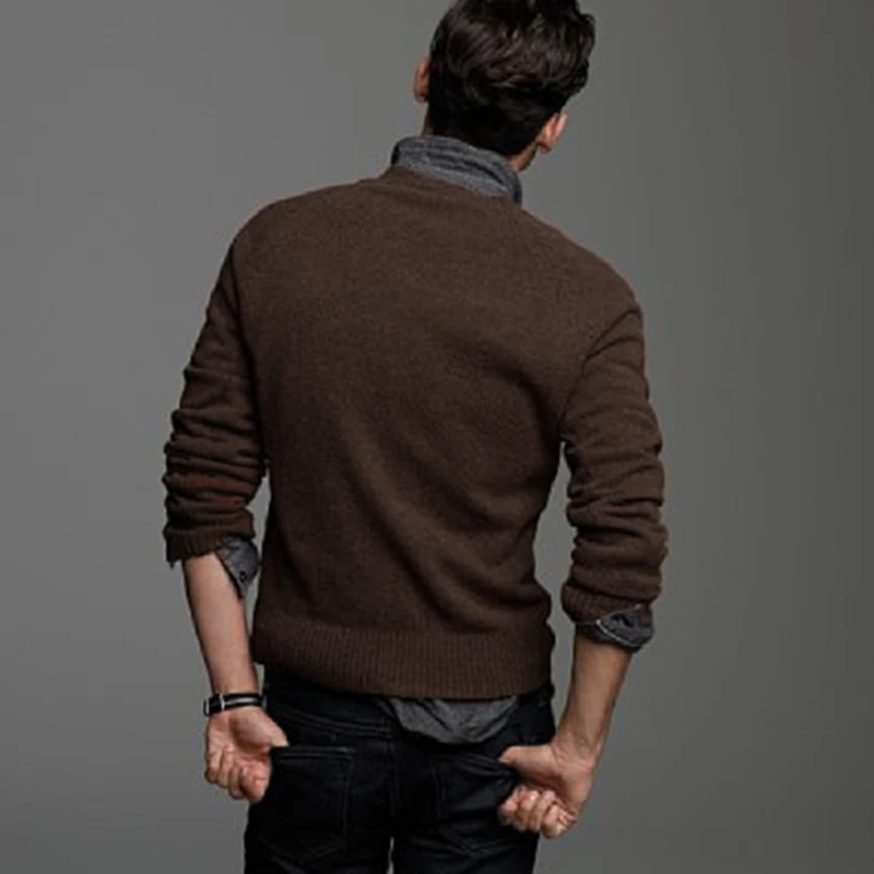 Новинка модный 100% чистый кашемир Осенний пуловер свитер для мужчин v образный