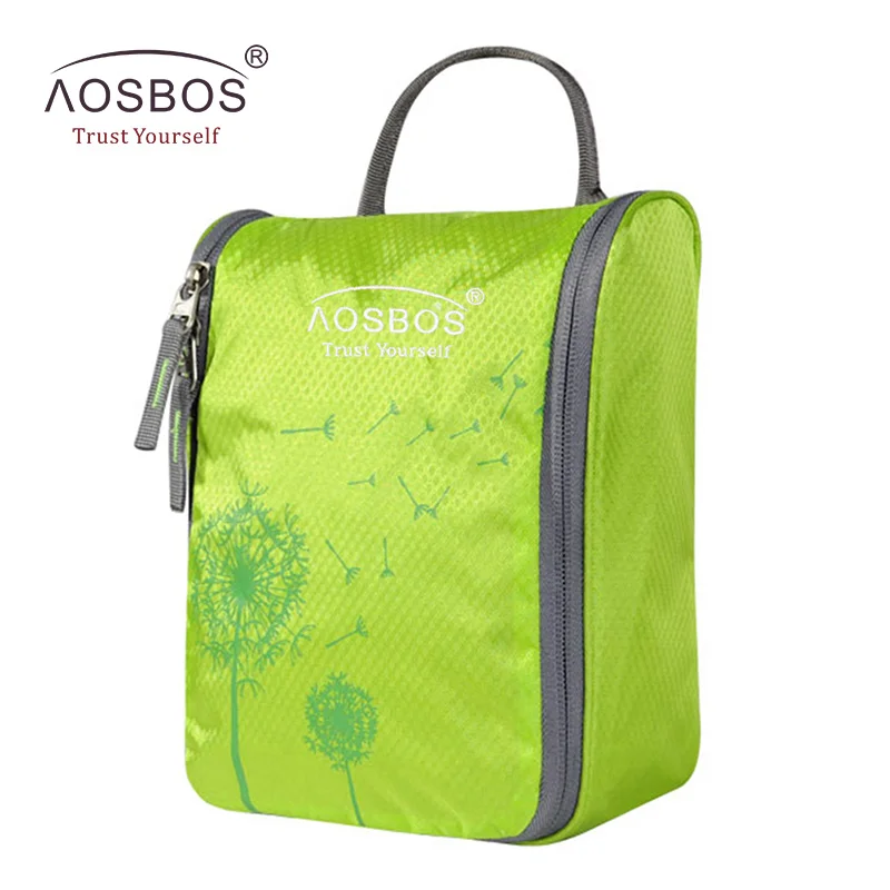 green Aosbos Водонепроницаемая Нейлоновая Сумочка для макияжа для женщин и мужчин, модный дорожный органайзер, косметичка, портативная косметичка, neceser mujer - Цвет: green