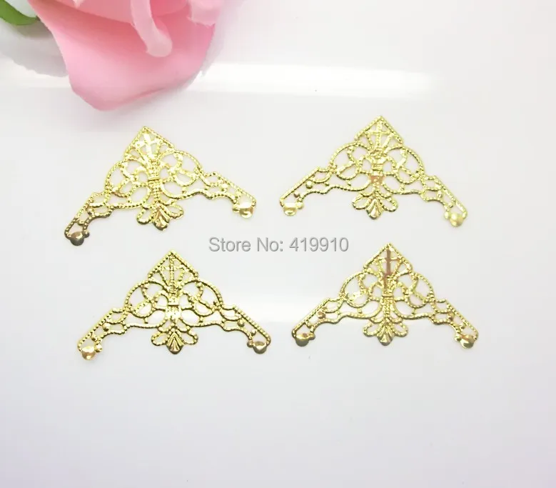 

Free shipping-100Pcs Gold Filigree Wraps Connectors Metal Crafts Decoration DIY Findings Connectors 4.8x2.6cm J0570